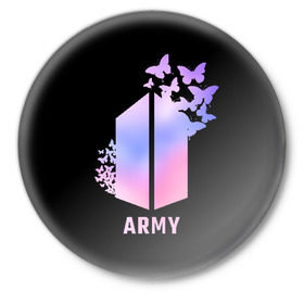 Значок с принтом BTS ARMY в Курске,  металл | круглая форма, металлическая застежка в виде булавки | army | bangtan boys | beyond the scene | bts | k pop | kpop | love yourself | бтс | к поп