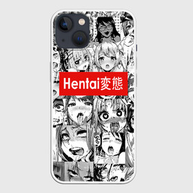 Чехол для iPhone 13 с принтом Японская анимация в Курске,  |  | ahegao | anime | black   white | cartoon | collage | comic | emotion | faces | girls | hieroglyphs | inscription | japanese | manga | mouth | open | аниме | девушки | иероглифы | коллаж | комикс | лица | мультфильм | надпись | 