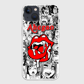 Чехол для iPhone 13 с принтом Ahegao в Курске,  |  | ahegao | black   white | cartoon | collage | comic | emotion | faces | girls | inscription | japanese | lips | manga | mouth | open | red | аниме | губы | девушки | коллаж | комикс | красные | лица | мультфильм | надпись | откр