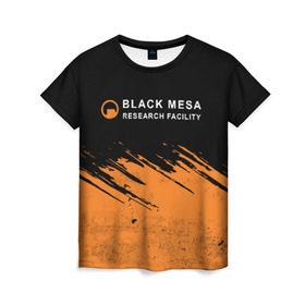 Женская футболка 3D с принтом BLACK MESA (Half-Life) в Курске, 100% полиэфир ( синтетическое хлопкоподобное полотно) | прямой крой, круглый вырез горловины, длина до линии бедер | black | counter | csgo | freeman | gordon | half | half life | halflife | lambda | life | logo | mesa | portal | strike | xen | гордон | контр | лайф | лого | портал | символ | страйк | фримен | халф | халф лайф | халфлайф