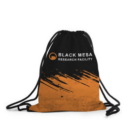 Рюкзак-мешок 3D с принтом BLACK MESA (Half-Life) в Курске, 100% полиэстер | плотность ткани — 200 г/м2, размер — 35 х 45 см; лямки — толстые шнурки, застежка на шнуровке, без карманов и подкладки | black | counter | csgo | freeman | gordon | half | half life | halflife | lambda | life | logo | mesa | portal | strike | xen | гордон | контр | лайф | лого | портал | символ | страйк | фримен | халф | халф лайф | халфлайф