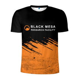 Мужская футболка 3D спортивная с принтом BLACK MESA (Half-Life) в Курске, 100% полиэстер с улучшенными характеристиками | приталенный силуэт, круглая горловина, широкие плечи, сужается к линии бедра | black | counter | csgo | freeman | gordon | half | half life | halflife | lambda | life | logo | mesa | portal | strike | xen | гордон | контр | лайф | лого | портал | символ | страйк | фримен | халф | халф лайф | халфлайф