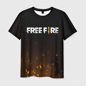 Мужская футболка 3D с принтом FREE FIRE в Курске, 100% полиэфир | прямой крой, круглый вырез горловины, длина до линии бедер | battle | battlegrounds | fire | free | game | games | garena | logo | mobile | royale | батлграунд | битва | гарена | гарено | игра | игры | королевская | лого | логотип | мобайл | онлайн | символ | фаер | фаир | фри