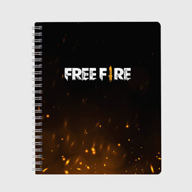 Тетрадь с принтом FREE FIRE в Курске, 100% бумага | 48 листов, плотность листов — 60 г/м2, плотность картонной обложки — 250 г/м2. Листы скреплены сбоку удобной пружинной спиралью. Уголки страниц и обложки скругленные. Цвет линий — светло-серый
 | battle | battlegrounds | fire | free | game | games | garena | logo | mobile | royale | батлграунд | битва | гарена | гарено | игра | игры | королевская | лого | логотип | мобайл | онлайн | символ | фаер | фаир | фри