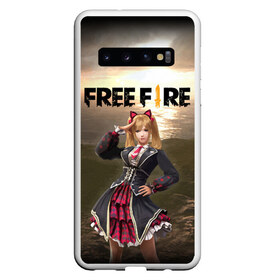 Чехол для Samsung Galaxy S10 с принтом FREE FIRE - Caroline в Курске, Силикон | Область печати: задняя сторона чехла, без боковых панелей | battle | battlegrounds | fire | free | game | games | garena | logo | mobile | royale | батлграунд | битва | гарена | гарено | игра | игры | королевская | лого | логотип | мобайл | онлайн | символ | фаер | фаир | фри