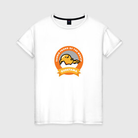 Женская футболка хлопок с принтом Гудетама в Курске, 100% хлопок | прямой крой, круглый вырез горловины, длина до линии бедер, слегка спущенное плечо | gudetama | гудетама