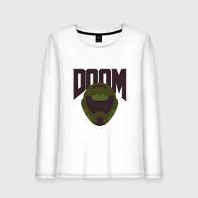 Женский лонгслив хлопок с принтом DOOM в Курске, 100% хлопок |  | doom | doom eternal | game | minimalism | игры | минимализм