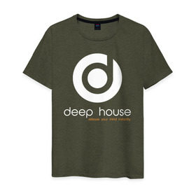 Мужская футболка хлопок с принтом Deep House в Курске, 100% хлопок | прямой крой, круглый вырез горловины, длина до линии бедер, слегка спущенное плечо. | beats | club | deep | dj | house | music | битс | диждей | дип | звук | клуб | музыка | сет | хаус