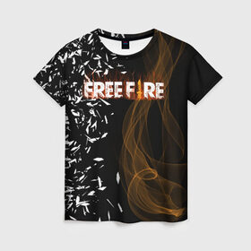 Женская футболка 3D с принтом FREE FIRE в Курске, 100% полиэфир ( синтетическое хлопкоподобное полотно) | прямой крой, круглый вырез горловины, длина до линии бедер | free fire | free fire pc | game | garena | mobile game | royale | trsffb | битва онлайн | гарена | игра | огонь | свободный огонь | фри фаер