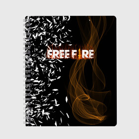 Тетрадь с принтом FREE FIRE в Курске, 100% бумага | 48 листов, плотность листов — 60 г/м2, плотность картонной обложки — 250 г/м2. Листы скреплены сбоку удобной пружинной спиралью. Уголки страниц и обложки скругленные. Цвет линий — светло-серый
 | Тематика изображения на принте: free fire | free fire pc | game | garena | mobile game | royale | trsffb | битва онлайн | гарена | игра | огонь | свободный огонь | фри фаер