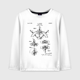 Детский лонгслив хлопок с принтом Patent - A J Higgins в Курске, 100% хлопок | круглый вырез горловины, полуприлегающий силуэт, длина до линии бедер | patent | идея | история | капитан | корабль | лодка | море | океан | патент | разработка | туризм | чертеж | чертежи | штурвал