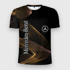 Мужская футболка 3D спортивная с принтом Mercedes в Курске, 100% полиэстер с улучшенными характеристиками | приталенный силуэт, круглая горловина, широкие плечи, сужается к линии бедра | amg | mercedes | авто | автомобиль | иномарка | логотип | машина | мерседес | текстура