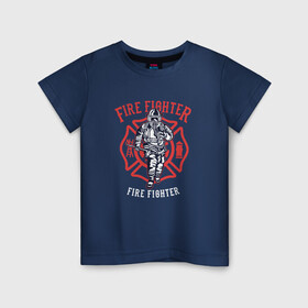 Детская футболка хлопок с принтом Fire fighter в Курске, 100% хлопок | круглый вырез горловины, полуприлегающий силуэт, длина до линии бедер | мчс | огнеборец | пожар | пожарный