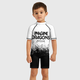 Детский купальный костюм 3D с принтом IMAGINE DRAGONS в Курске, Полиэстер 85%, Спандекс 15% | застежка на молнии на спине | Тематика изображения на принте: evolve | id | imagine dragons | драконы | ид