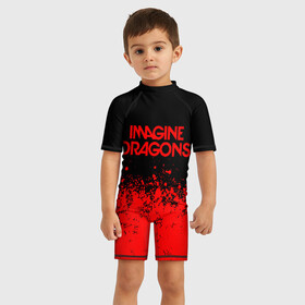 Детский купальный костюм 3D с принтом IMAGINE DRAGONS в Курске, Полиэстер 85%, Спандекс 15% | застежка на молнии на спине | Тематика изображения на принте: evolve | id | imagine dragons | драконы | ид