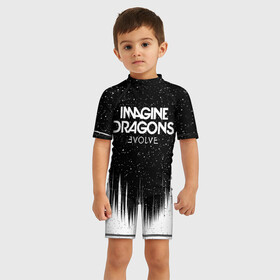 Детский купальный костюм 3D с принтом IMAGINE DRAGONS в Курске, Полиэстер 85%, Спандекс 15% | застежка на молнии на спине | Тематика изображения на принте: evolve | id | imagine dragons | драконы | ид