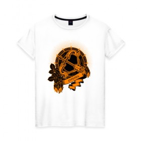 Женская футболка хлопок с принтом Стрелец в Курске, 100% хлопок | прямой крой, круглый вырез горловины, длина до линии бедер, слегка спущенное плечо | астрология | гороскоп | знак | зодиак | стрелец