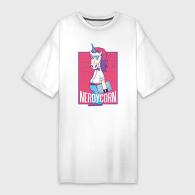 Платье-футболка хлопок с принтом Умный Единорог в Курске,  |  | geek | unicorn | гик | единорог