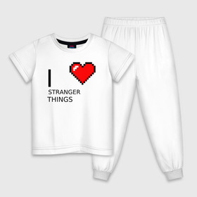 Детская пижама хлопок с принтом I love Stranger Things в Курске, 100% хлопок |  брюки и футболка прямого кроя, без карманов, на брюках мягкая резинка на поясе и по низу штанин
 | stranger things | очень странные дела