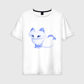 Женская футболка хлопок Oversize с принтом Песец в Курске, 100% хлопок | свободный крой, круглый ворот, спущенный рукав, длина до линии бедер
 | веселая лисица | веселые животные | забавная лиса | лиса | лисица | смешные животные