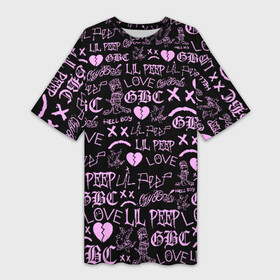 Платье-футболка 3D с принтом LIL PEEP LOGOBOMBING в Курске,  |  | awful things | hell boy | lil peep | lil prince | клауд | клауд рэп | лил пип | пееп. | пост эмо | реп | репер | рэп | рэпер | трэп | хип хоп | эмо трэп