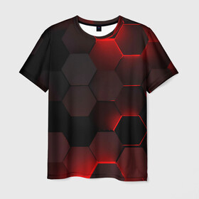 Мужская футболка 3D с принтом 3D плиты в Курске, 100% полиэфир | прямой крой, круглый вырез горловины, длина до линии бедер | 3d | 3д | абстракция | квадраты | неон | плитки | плиты | свет | свечение | текстура