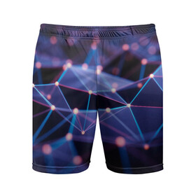Мужские шорты спортивные с принтом 3D блики в Курске,  |  | 3d | 3д | абстракция | блестки | блики | искры | кубы | свет | свечение | текстура