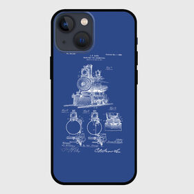 Чехол для iPhone 13 mini с принтом Locomotives в Курске,  |  | patent | дорога | жд | железная | идея | история | локомотив | паровоз | патент | поезд | поезда | путешествие | путь | разработка | чертеж | чертежи