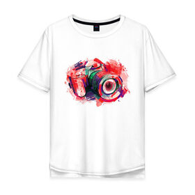 Мужская футболка хлопок Oversize с принтом Фотограф в Курске, 100% хлопок | свободный крой, круглый ворот, “спинка” длиннее передней части | абстракции | брызги | волна цветов | два цвета | дизайн | карандаш | краски | крутой дизайн | мода | необычный дизайн | нити | облако цвета | пятна | радуга | смесь цветов | стиль | танцы | фотоаппарт