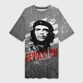 Платье-футболка 3D с принтом Че Гевара в Курске,  |  | che | che guevara | cuba | ernesto guevara | guerrilla | revolution | viva la | viva la revolution | история | куба | партизан | революция | свобода | че | че гевара | чегевара