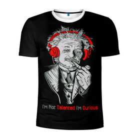 Мужская футболка 3D спортивная с принтом Альберт Эйнштейн в Курске, 100% полиэстер с улучшенными характеристиками | приталенный силуэт, круглая горловина, широкие плечи, сужается к линии бедра | albert einstein | biography | genius | history | physics | relativity | science | альберт эйнштейн | биография | гений | история | наука | относительность | физика