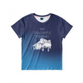 Детская футболка 3D с принтом Моя любимая рыбалка в Курске, 100% гипоаллергенный полиэфир | прямой крой, круглый вырез горловины, длина до линии бедер, чуть спущенное плечо, ткань немного тянется | Тематика изображения на принте: 