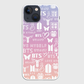 Чехол для iPhone 13 mini с принтом BTS LOGOBOMBING в Курске,  |  | bts | bts boy | bts love | k pop | love yourself | айдол | битиэс. | бтс | ким тэ хен | фанфик бтс | чон чонгук