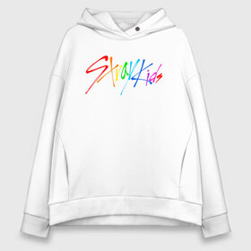 Женское худи Oversize хлопок с принтом STRAY KIDS АВТОГРАФЫ в Курске, френч-терри — 70% хлопок, 30% полиэстер. Мягкий теплый начес внутри —100% хлопок | боковые карманы, эластичные манжеты и нижняя кромка, капюшон на магнитной кнопке | skz | stray kids | бан чан | ли ноу | скз | стрей кидс | сынмин | уджин | феликс | хан | хёджин | чанбин