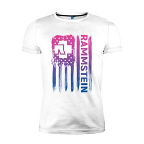 Мужская футболка премиум с принтом RAMMSTEIN в Курске, 92% хлопок, 8% лайкра | приталенный силуэт, круглый вырез ворота, длина до линии бедра, короткий рукав | lindemann | rammstein | рамштайн | тилль линдеманн
