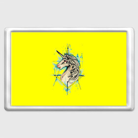 Магнит 45*70 с принтом Единорог Yellow Unicorn  в Курске, Пластик | Размер: 78*52 мм; Размер печати: 70*45 | unicorn | yellow unicorn | единорог | единорожки | животные | лошади