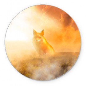 Коврик для мышки круглый с принтом Лисичка в тумане в Курске, резина и полиэстер | круглая форма, изображение наносится на всю лицевую часть | animals | forest | fox | арт | животное | лес | лиса | лисичка | облака | рисунок | рыжая лиса | туман