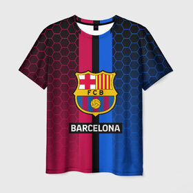 Мужская футболка 3D с принтом BARCELONA в Курске, 100% полиэфир | прямой крой, круглый вырез горловины, длина до линии бедер | barca | barsa | barselona | fc barcelona | leo messi | neimar | neymar | барселона | лионель месси | неймар | нэмар | футбол.