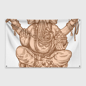 Флаг-баннер с принтом Ганеш в Курске, 100% полиэстер | размер 67 х 109 см, плотность ткани — 95 г/м2; по краям флага есть четыре люверса для крепления | бог. индуизм | буддизм | ганеш | ганеша | индия | кришна | мифология | оберег | ом | слон | талисман