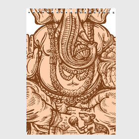Скетчбук с принтом Ганеш в Курске, 100% бумага
 | 48 листов, плотность листов — 100 г/м2, плотность картонной обложки — 250 г/м2. Листы скреплены сверху удобной пружинной спиралью | бог. индуизм | буддизм | ганеш | ганеша | индия | кришна | мифология | оберег | ом | слон | талисман