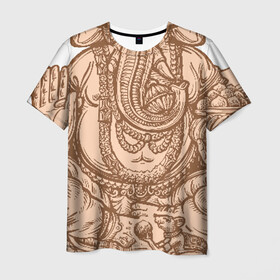 Мужская футболка 3D с принтом Ганеш в Курске, 100% полиэфир | прямой крой, круглый вырез горловины, длина до линии бедер | бог. индуизм | буддизм | ганеш | ганеша | индия | кришна | мифология | оберег | ом | слон | талисман