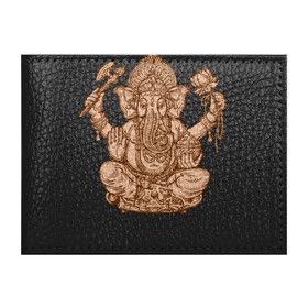 Обложка для студенческого билета с принтом Ганеш в Курске, натуральная кожа | Размер: 11*8 см; Печать на всей внешней стороне | бог. индуизм | буддизм | ганеш | ганеша | индия | кришна | мифология | оберег | ом | слон | талисман