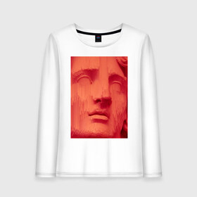 Женский лонгслив хлопок с принтом Face of statue в Курске, 100% хлопок |  | art | digital | glitch | red | retro | retrowave | statue | vaporwave | арт | глитч | глюк | искажение | искусство | лицо | ошибка | ретровейв | статуя | цифровое | цифровой