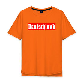 Мужская футболка хлопок Oversize с принтом DEUTSCHLAND в Курске, 100% хлопок | свободный крой, круглый ворот, “спинка” длиннее передней части | Тематика изображения на принте: rammstein | рамштайн