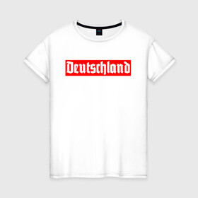 Женская футболка хлопок с принтом DEUTSCHLAND  в Курске, 100% хлопок | прямой крой, круглый вырез горловины, длина до линии бедер, слегка спущенное плечо | rammstein | рамштайн