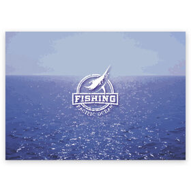 Поздравительная открытка с принтом Тихий океан в Курске, 100% бумага | плотность бумаги 280 г/м2, матовая, на обратной стороне линовка и место для марки
 | fish | fishing | marlin | pacific ocean | марлин | рыба | рыбалка | тихий океан
