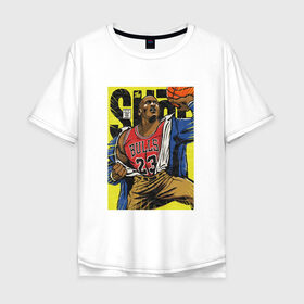Мужская футболка хлопок Oversize с принтом Jordan в Курске, 100% хлопок | свободный крой, круглый ворот, “спинка” длиннее передней части | 23 | basketball | bulls | jordan | nba | баскетбол | джордан | нба