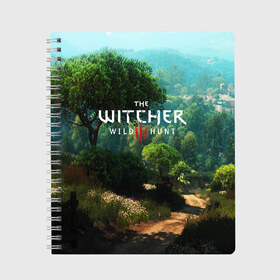 Тетрадь с принтом THE WITCHER 3WILD HUNT в Курске, 100% бумага | 48 листов, плотность листов — 60 г/м2, плотность картонной обложки — 250 г/м2. Листы скреплены сбоку удобной пружинной спиралью. Уголки страниц и обложки скругленные. Цвет линий — светло-серый
 | Тематика изображения на принте: cd projekt red | ciri | game | geralt | geralt of rivia | gwynbleidd | the witcher | the witcher 3: wild hunt | ведьмак | ведьмак 3: дикая охота | геральт | геральт из ривии | цири | цирилла