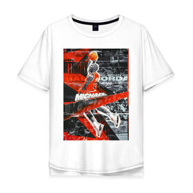 Мужская футболка хлопок Oversize с принтом Jordan в Курске, 100% хлопок | свободный крой, круглый ворот, “спинка” длиннее передней части | 23 | air | basketball | bulls | jordan | nba | баскетбол | буллс | джордан | нба