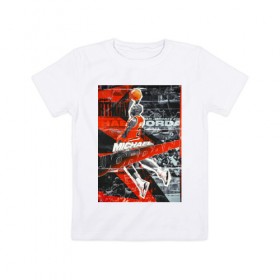 Детская футболка хлопок с принтом Jordan в Курске, 100% хлопок | круглый вырез горловины, полуприлегающий силуэт, длина до линии бедер | 23 | air | basketball | bulls | jordan | nba | баскетбол | буллс | джордан | нба